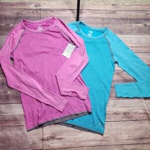 5/$15 Danskin Pink Blue Longsleeve Athletic Shirt